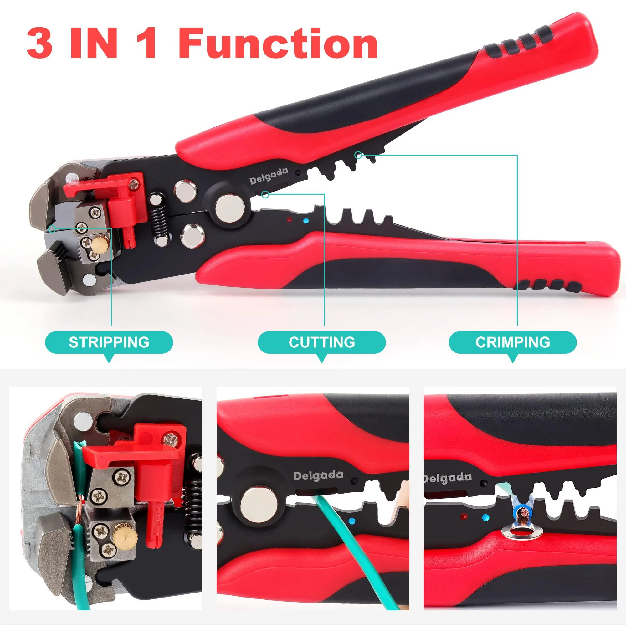 delgada wire stripper tool and wire stripper with wire stripping tool and wire stipping plier for stripping wire from awg 24-