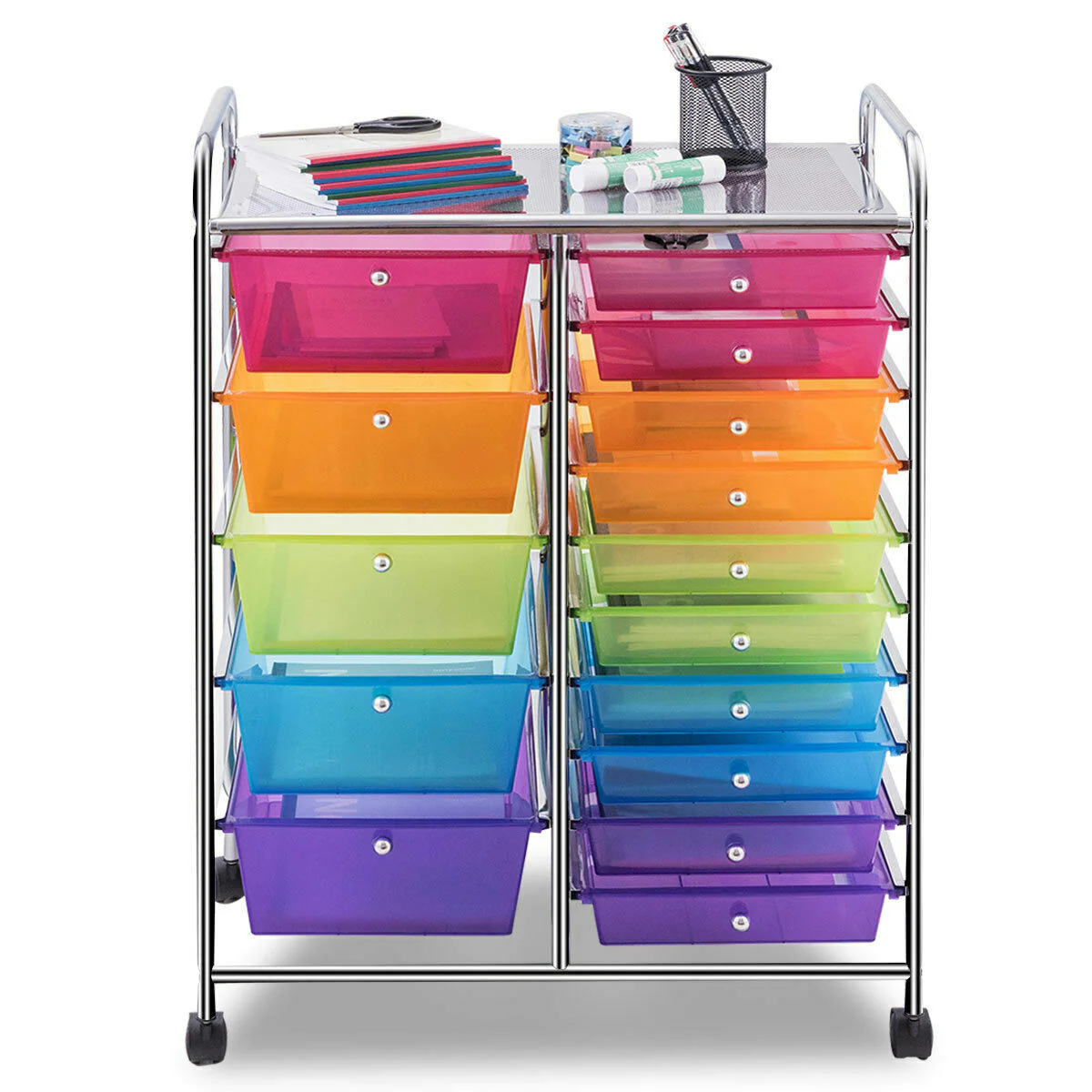 Great Choice Products 15 Drawer Rolling Storage Cart Tools Scrapbook Paper Office School Organizer New