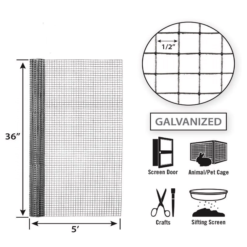Garden Zone Garden Craft 36 in. H X 5 ft. L Galvanized Steel Hardware Cloth 1/2 in.