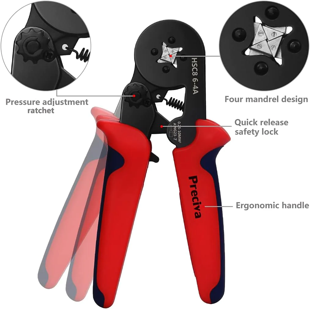 preciva Ferrule Crimping Tool Kit,  AWG23-7 Self-adjustable Ratchet Wire Crimping Tool Kit Crimper Plier Set with 1200PCS Wire Terminal