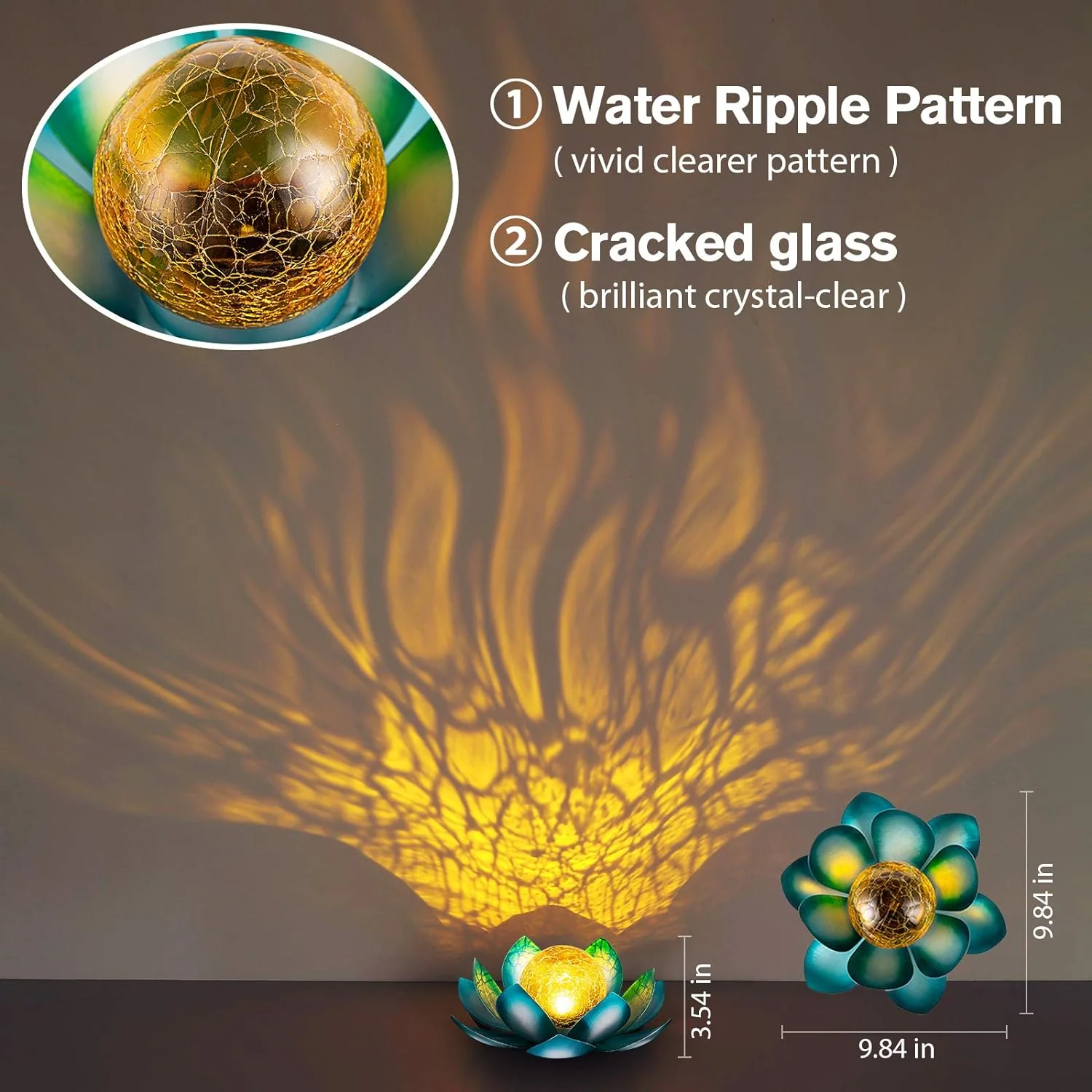 HUAXU Solar Light Outdoor Metal Glass Decorative Waterproof Garden Light LED Lotus Flower Table Lamp