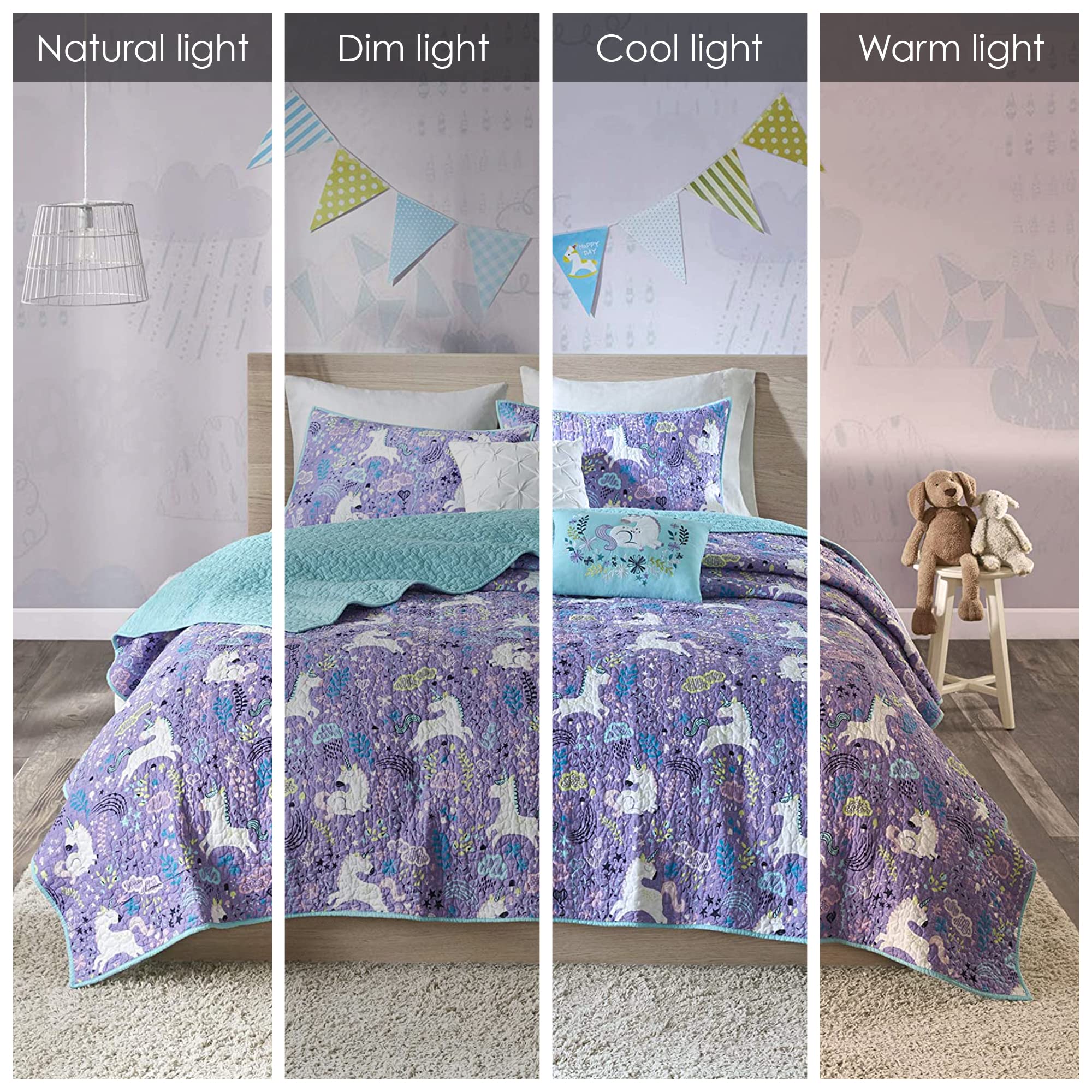Urban Habitat Kids Reversible Cotton Quilt Set - Vibrant Fun, Playful Print, All Season Children Bedding Coverlet Bedspread, Dec