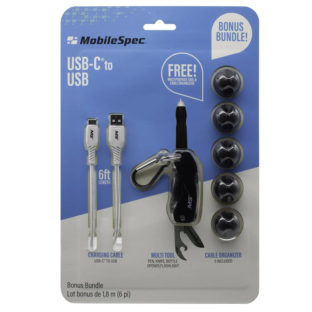 Mobilespec 6ft USB-C(TM) to USB Multi-Tool Wht