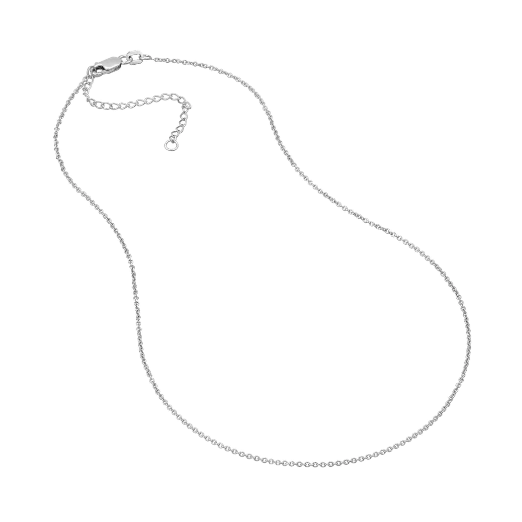 Jewelryweb 14k White Gold 13-15 Inch Adjustable 1.2mm Cable Chain Necklace - 15 Inch