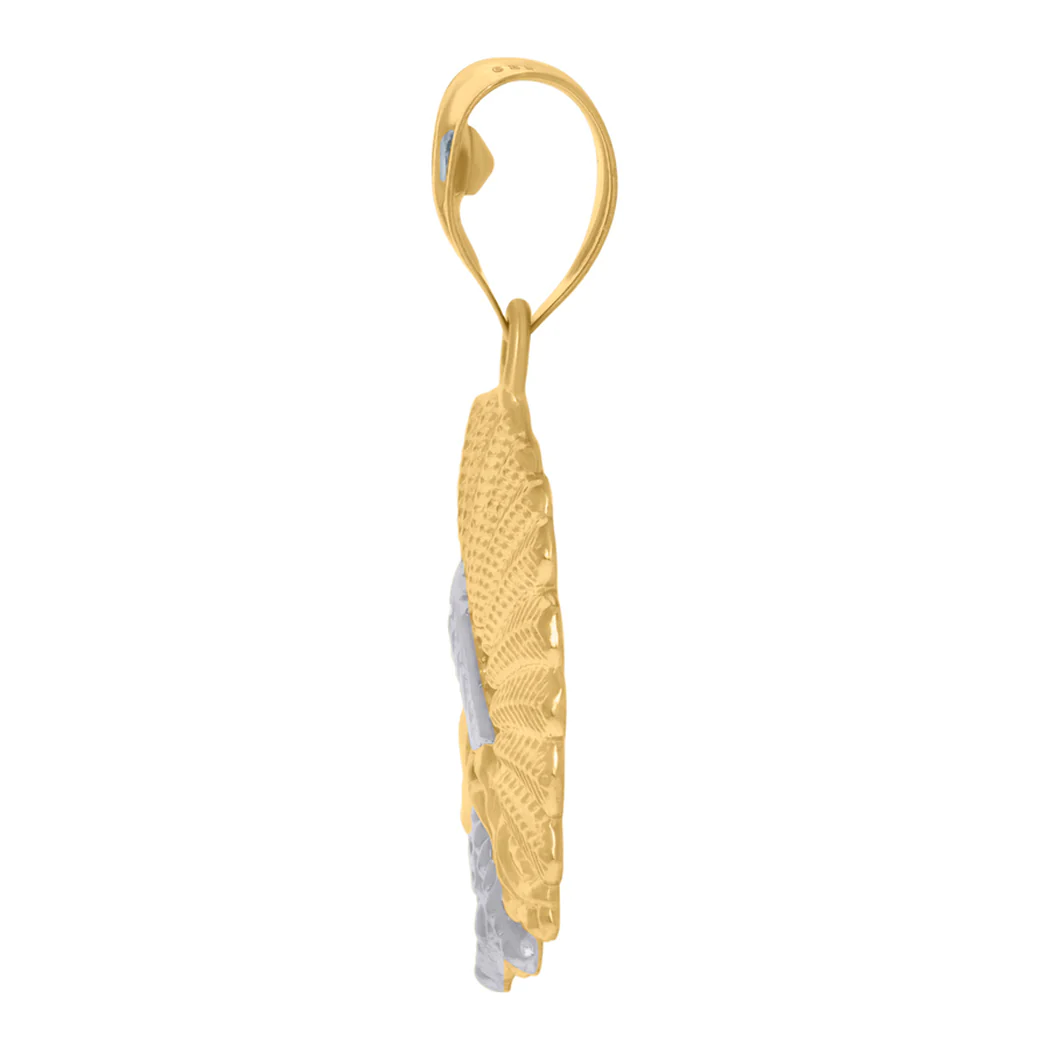 Jewelryweb 14k Two-tone Gold Mens Native Indian Fashion Charm Pendant - Measures 37.1x17.9mm Wide