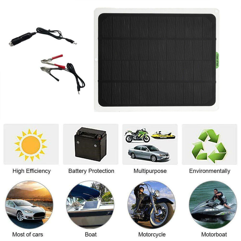 Great Choice Products 22W Solar Panel 12V Trickle Charger Battery Charger Kit Maintainer Boat Rv Car