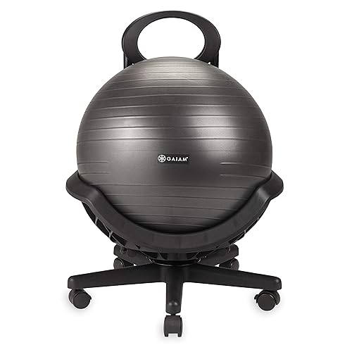 gaiam Ultimate Balance Ball chair with Swivel Base - Premium Exercise Stability Yoga Ball Ergonomic chair for Home and Office De
