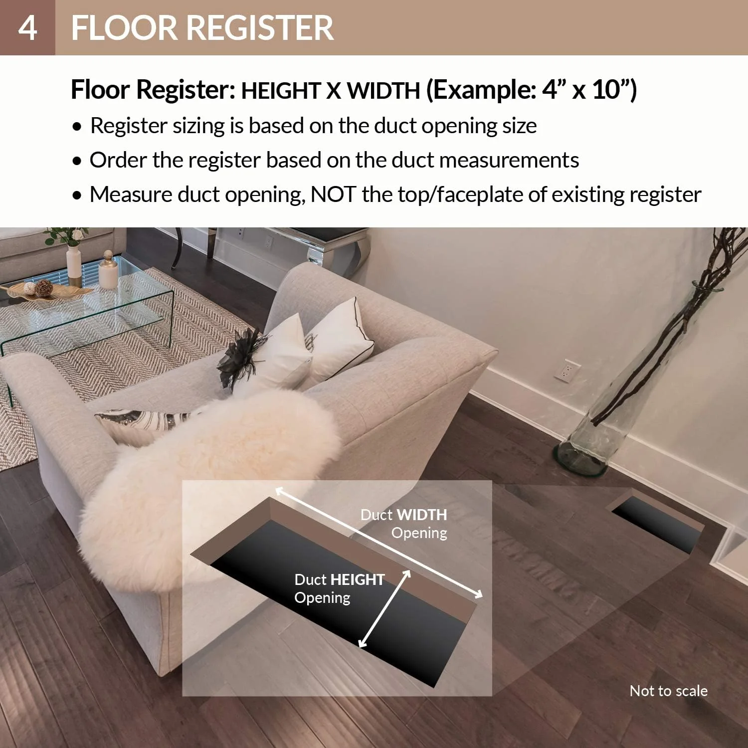 Accord AMFRSNMA410 Manhattan Floor Register, 4-Inch x 10-Inch(Duct Opening Measurements), Satin Nickel