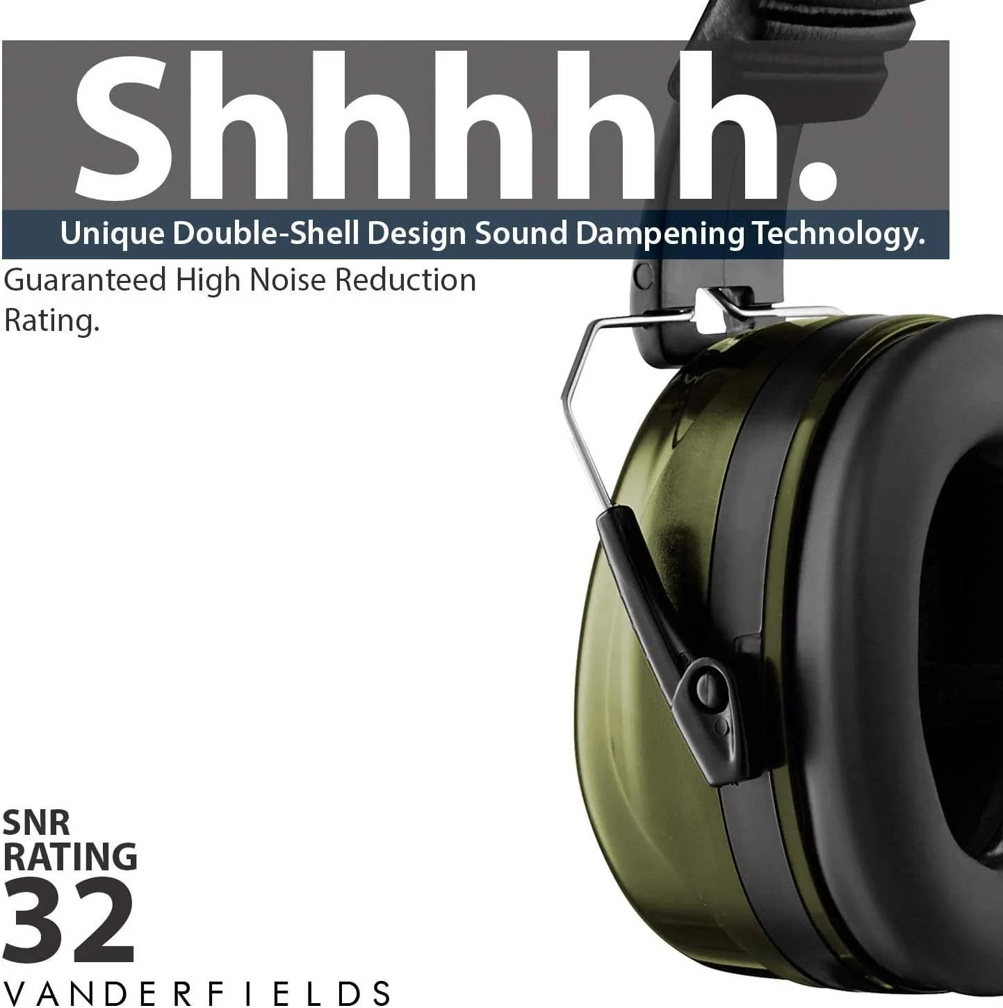 Vanderfields Ear Defenders Adult - Foldable Hearing Protection Ear Muffs Noise Cancelling - Perfect for DIYm Working, Shooting, Gardening -