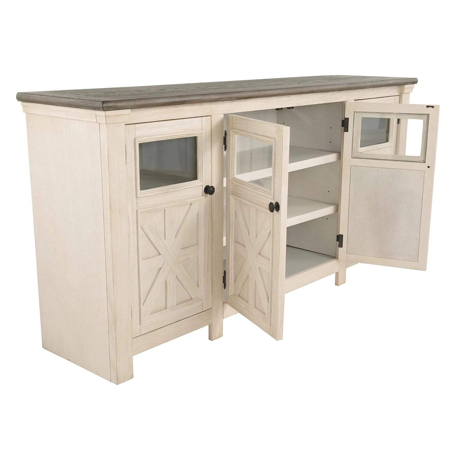 Great Choice Products Bolanburg Two Tone Farmhouse Tv Stand, Fits Tvs Up To 72