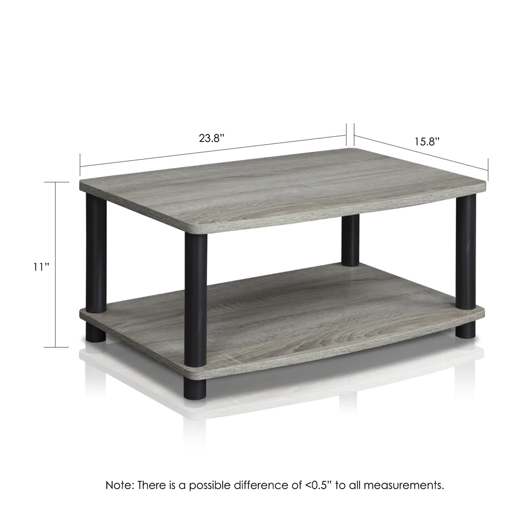 FURINNO Turn-N-Tube No Tools 2-Tier Elevated TV Stands, Oak Grey/Black