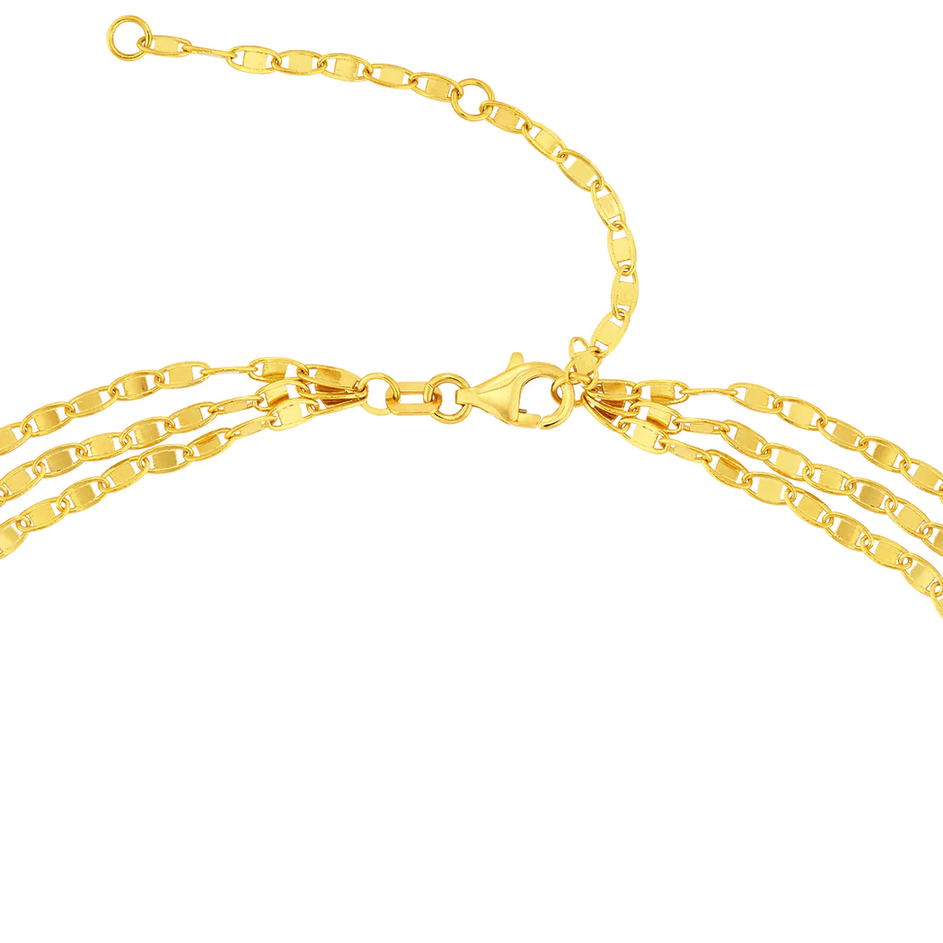 Jewelryweb 14k Yellow Gold 2.7mm Triple Anchor Chain Ankle Bracelet Adjustable Lobster Claw Closure Lock Anklet