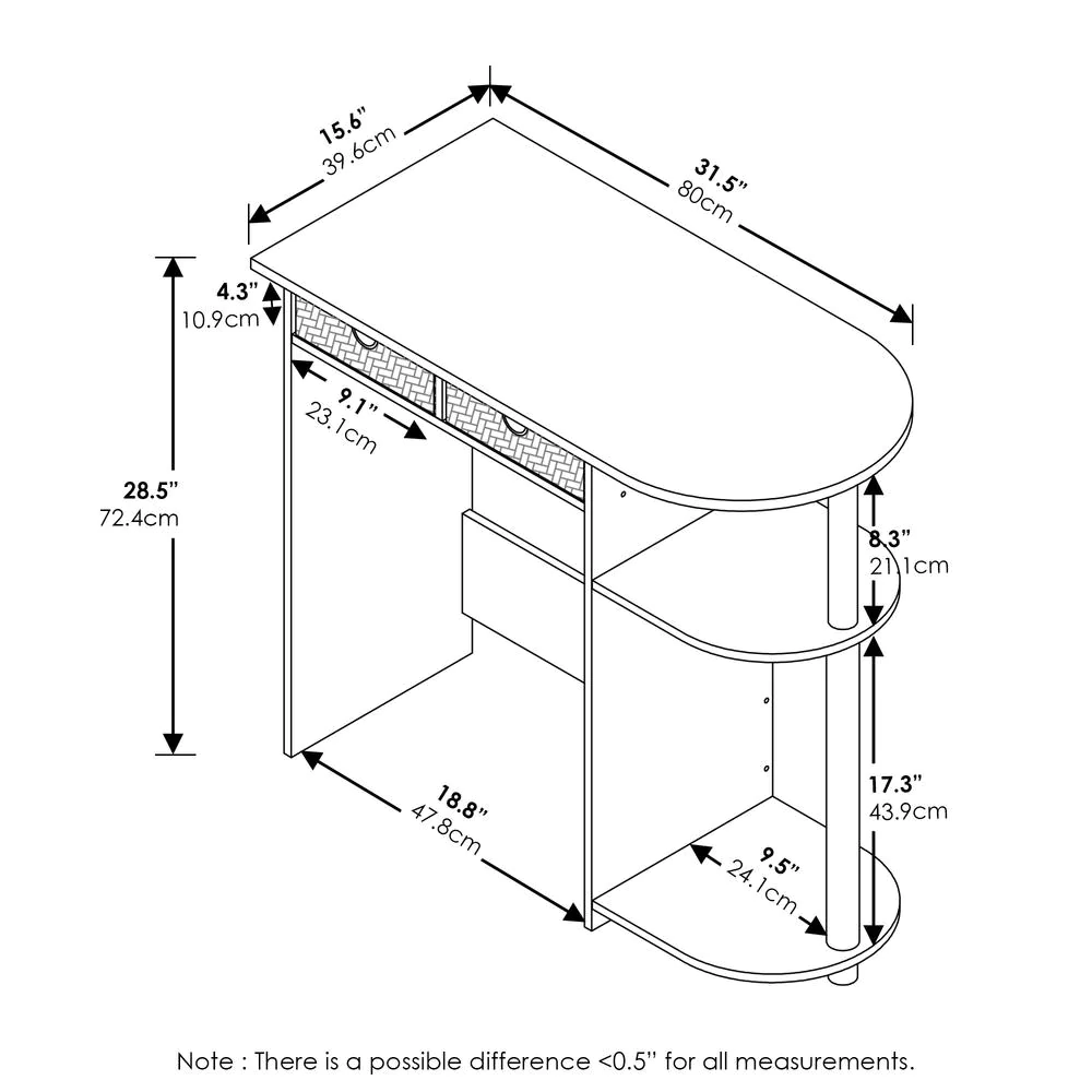Furinno Go Green Home Laptop Notebook Computer Desk/Table, Americano/Stainless Steel