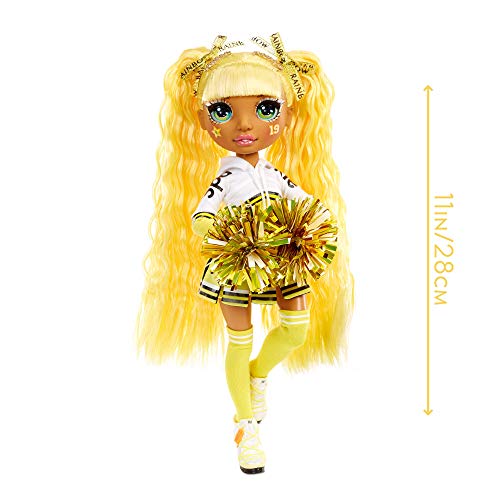 Rainbow High Cheer Sunny Madison – Yellow Cheerleader Fashion Doll with Pom Poms and Doll Accessories, Great Gift for Kids 6-12