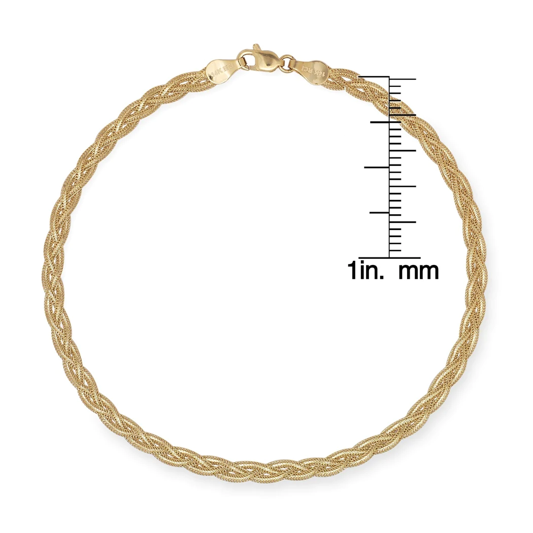 Jewelryweb 14k Gold 10 Inch Braided Foxtail Anklet Ankle Bracelet (yellow Or White Gold)