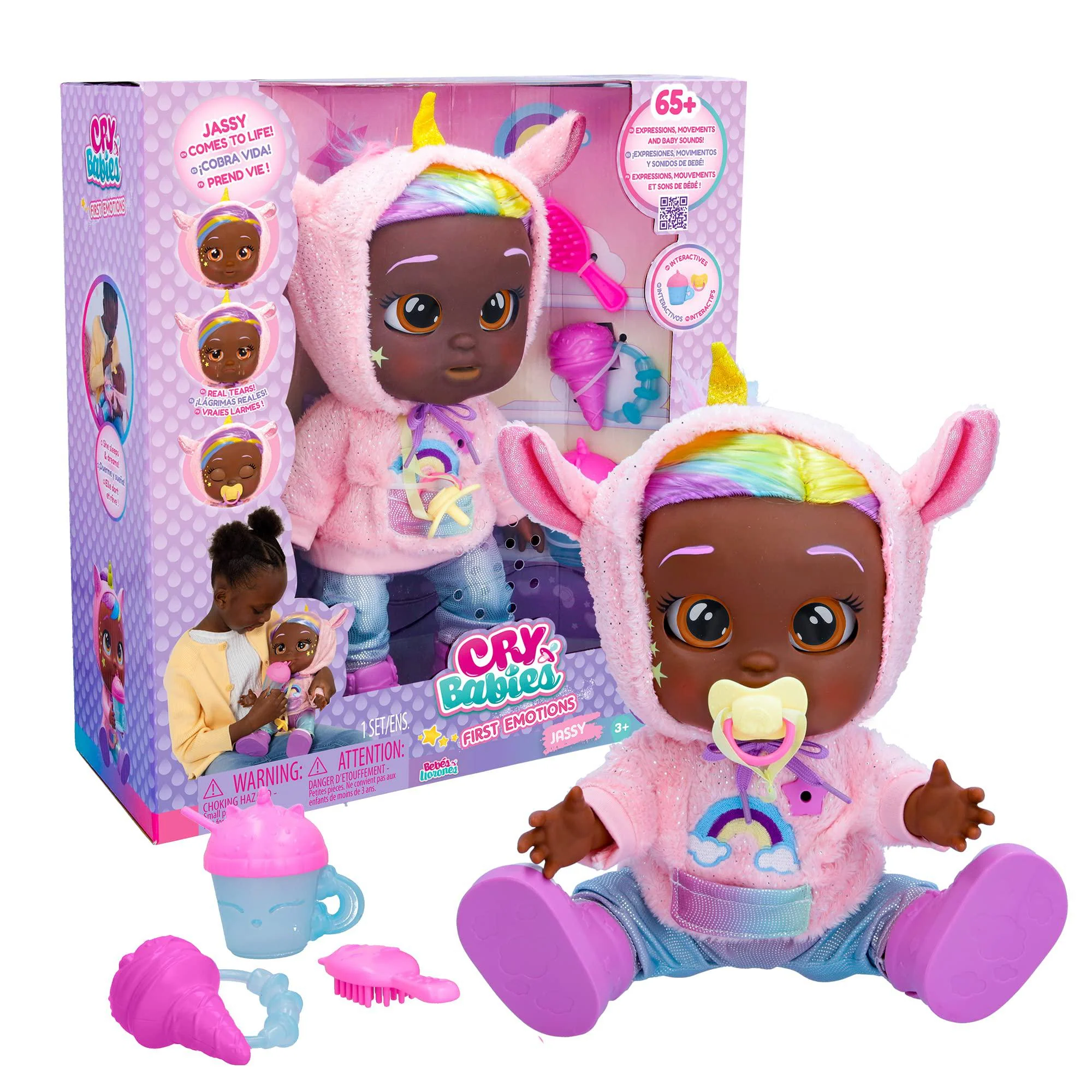 cry babies first emotions jassy interactive baby doll with 65+ emotions and baby sounds, girls &a; kids age 3+