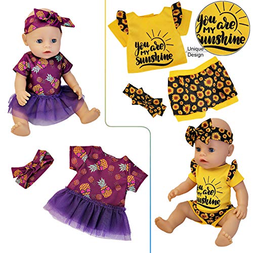 Windolls 10 Sets 14-16 Inch Baby Doll Clothes Dress Outfits Headbands Accessories fits 43cm New Born Baby Doll, Bitty 15 inch Ba