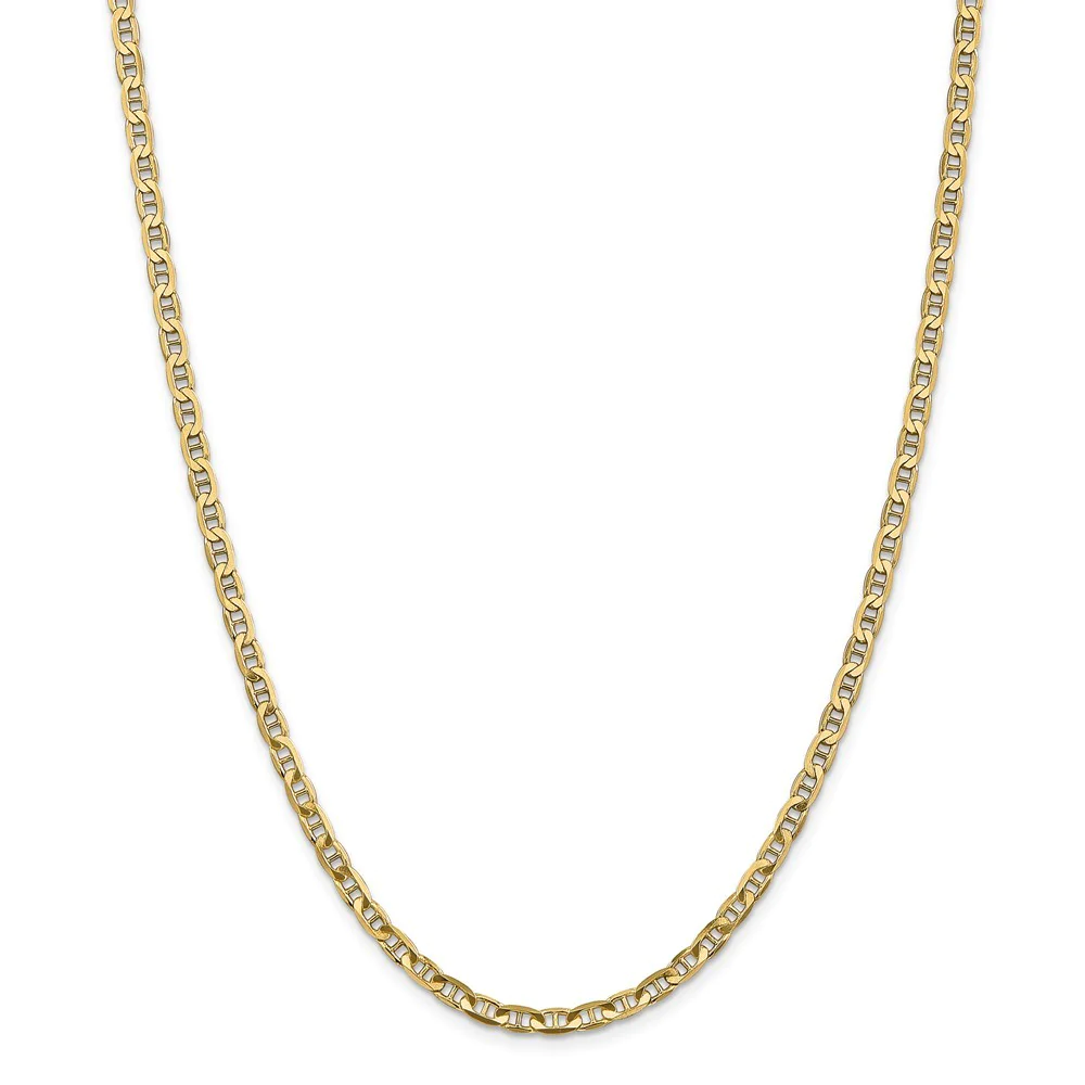 Jewelryweb 14k Yellow Gold 3.75mm Concave Anchor Chain Anklet - 9 Inch - Lobster Claw