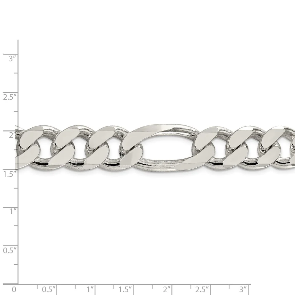Jewelryweb Sterling Silver 15mm Figaro Chain Anklet - 9 Inch - Lobster Claw