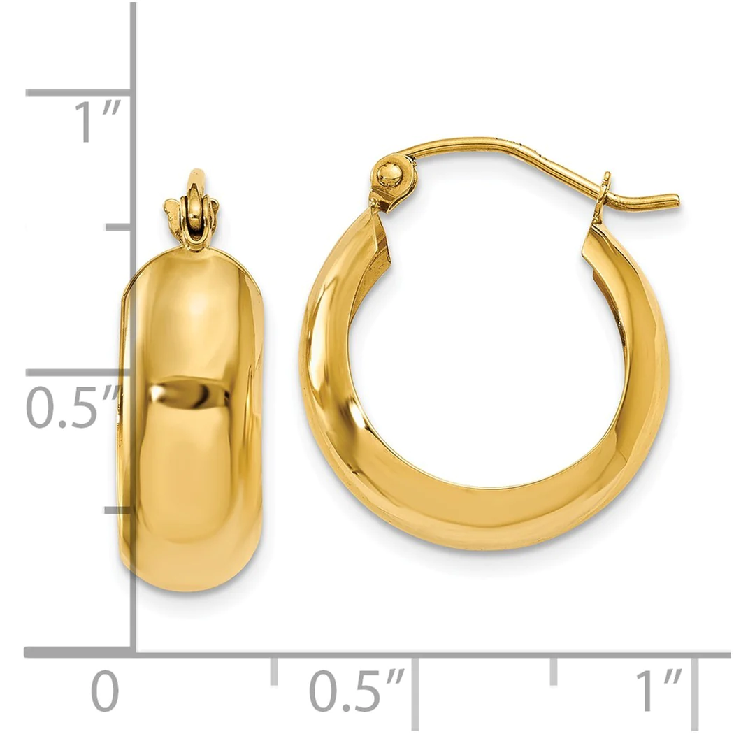 Jewelryweb 7mm 10k Hoop Earrings - Measures 19x7mm Wide