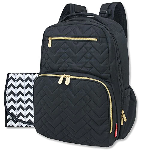 Baby Essentials Fisher-Price Signature Morgan Quilted Backpack Diaper Bag with Changing Pad, Stroller Clips, Laptop Compartment