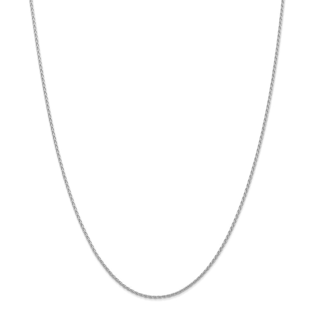 Jewelryweb 14k White Gold 1.5mm Round Wheat Chain Ankle Bracelet - 10 Inch