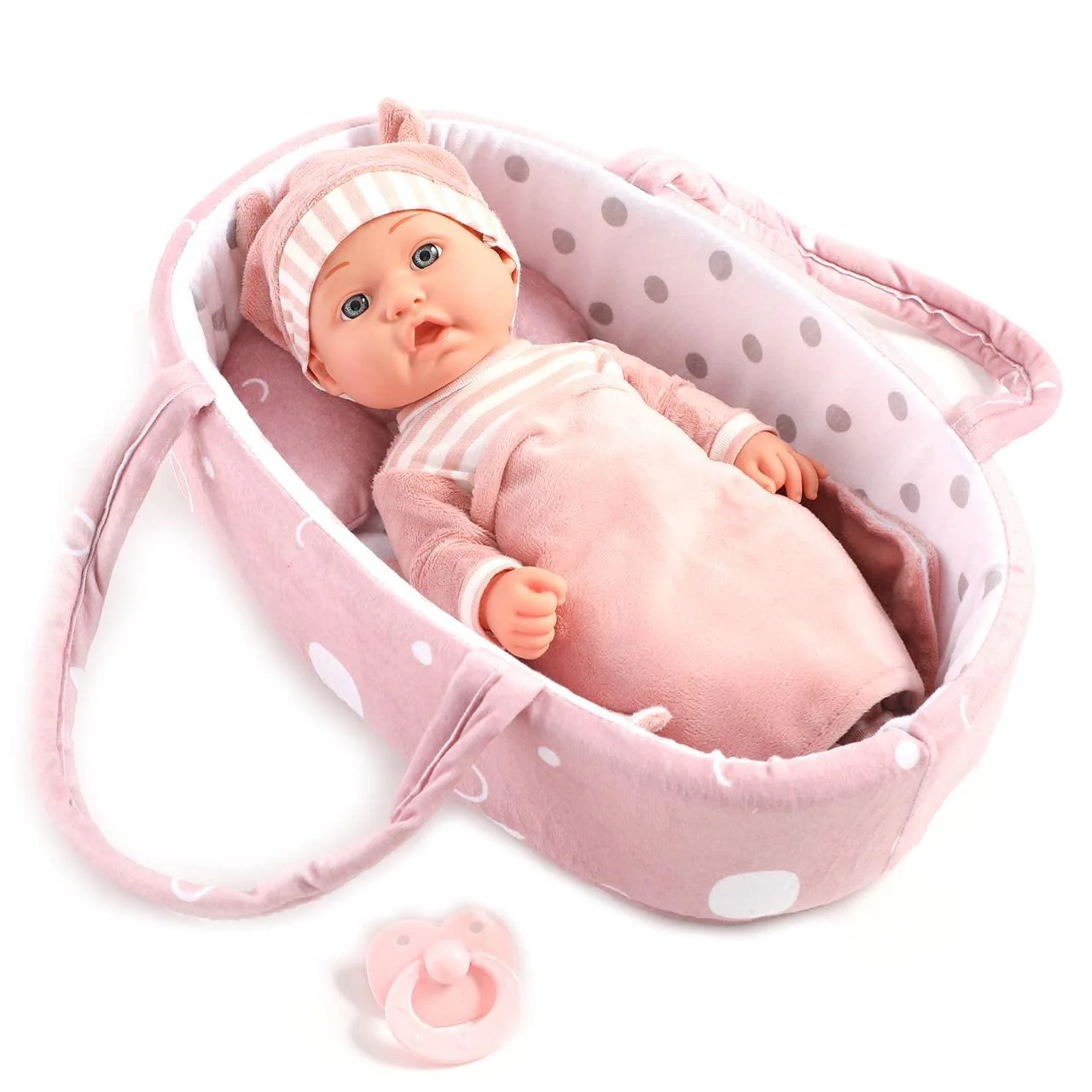 enjoyin 12&s;&s; baby doll playset with washable doll accessories includes carrier bassinet bed, pacifier, blanket, and pillow, f