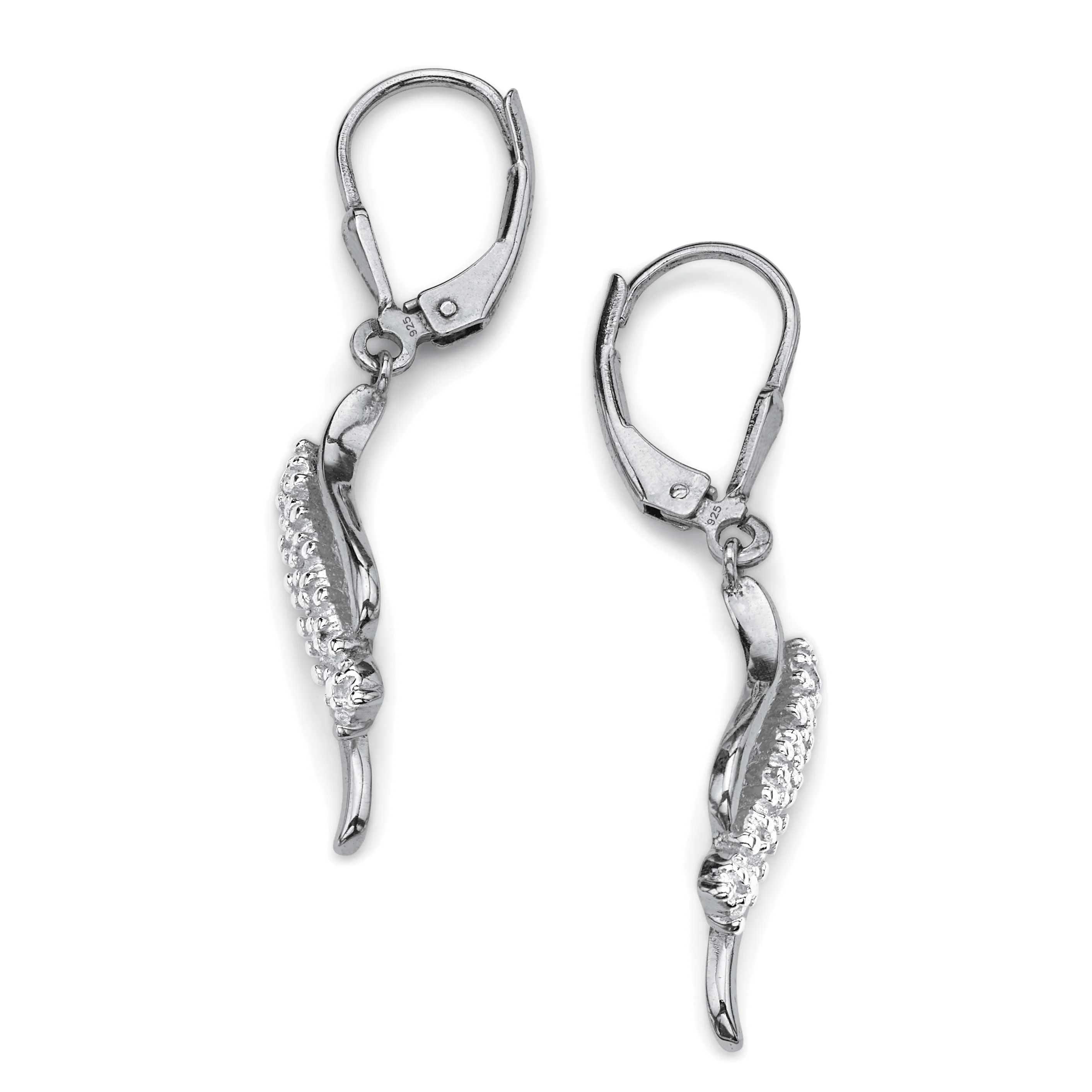 PalmBeach Jewelry Diamond Accent Waterfall Drop Earrings in Platinum-plated Sterling Silver