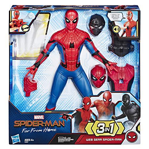 spider-man: far from home deluxe 13-inch-scale web gear action figure with sound fx, suit upgrades, and web blaster accessory