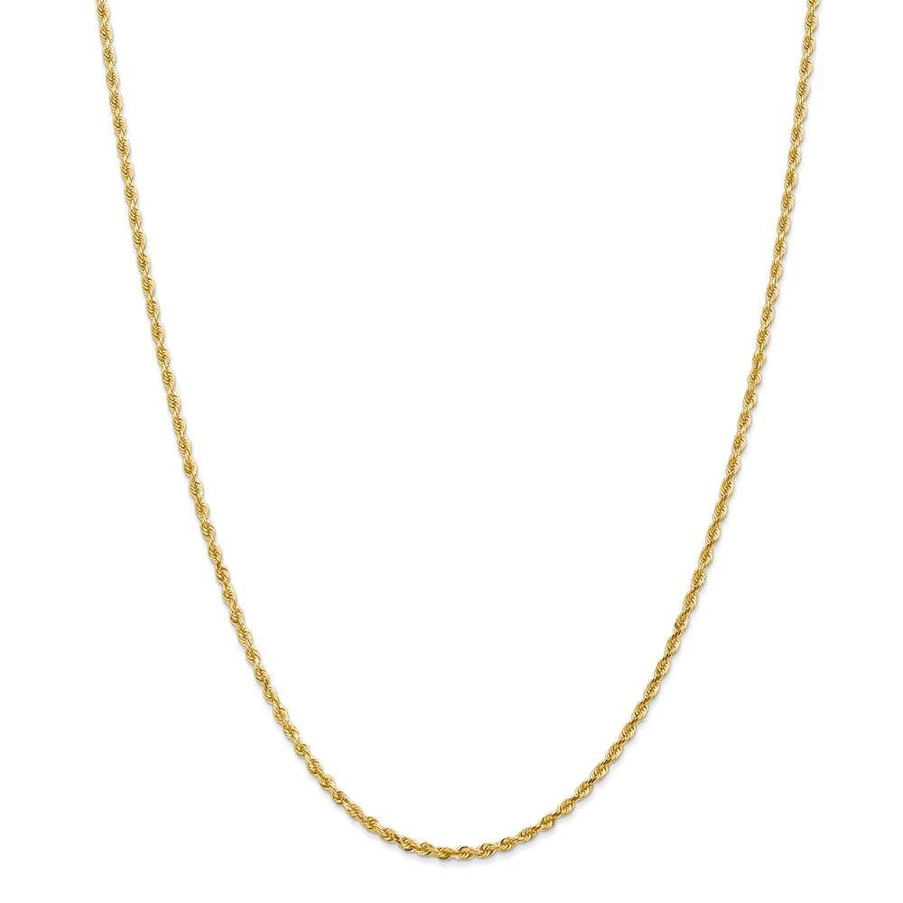 Jewelryweb 14k Yellow Gold 2.25mm Sparkle-Cut Quadruple Rope Chain Ankle Bracelet - 10 Inch