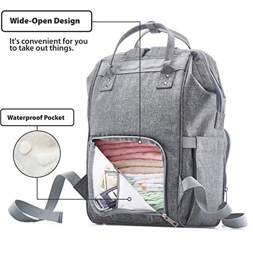 KiddyCare Diaper Bag Backpack ・Multi-Function Baby Bag, Maternity Nappy Bags for Travel, Large Capacity, Waterproof, Durable &a; S