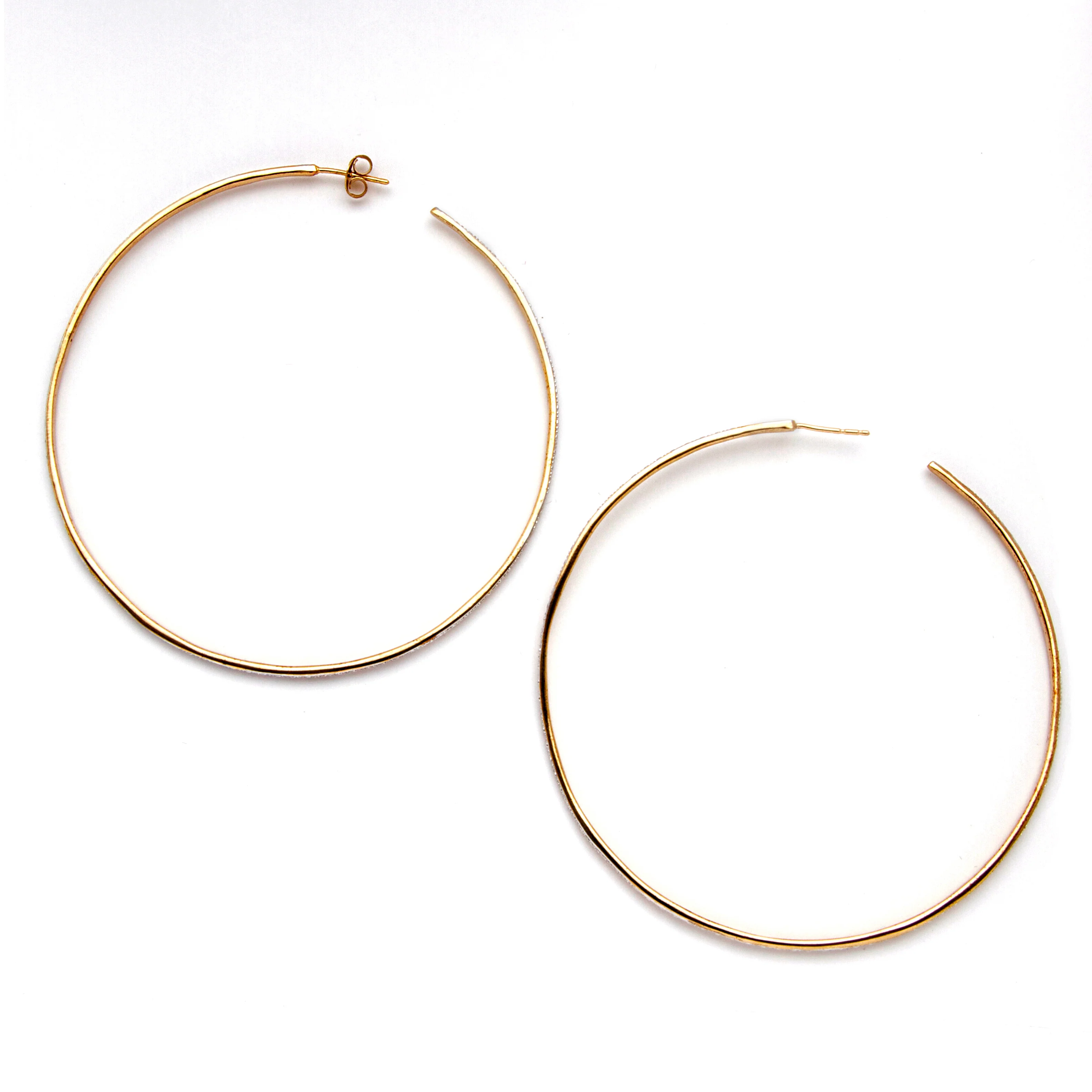 PalmBeach Jewelry Diamond Accent Hoop Earrings in 18k Gold-plated Sterling Silver (2 1/3