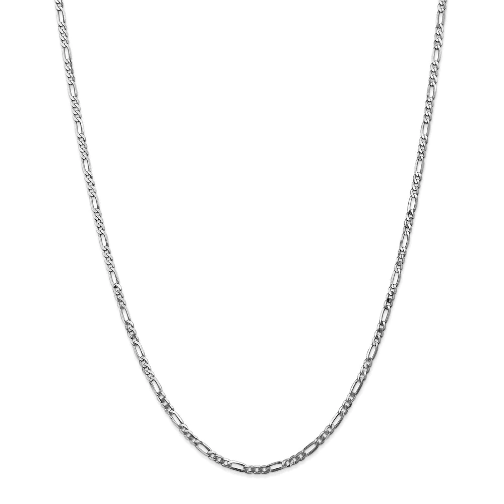 Jewelryweb 14k White Gold 2.75mm Flat Figaro Chain Ankle Bracelet - 10 Inch