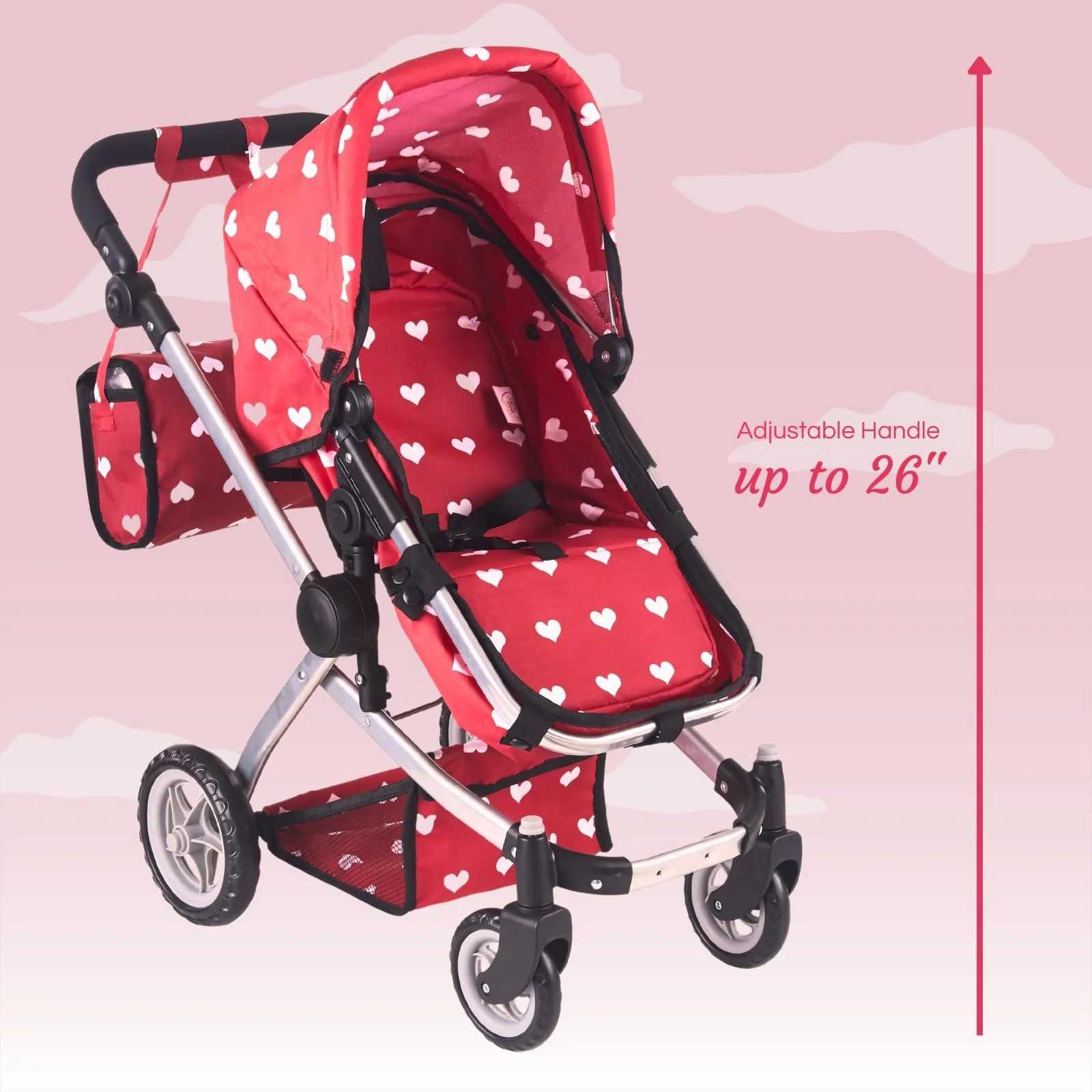 The New York Doll Collection convertible combo baby doll stroller for 2 year old girls &a; up | play toy baby stroller for dolls, folding adjustable bassine