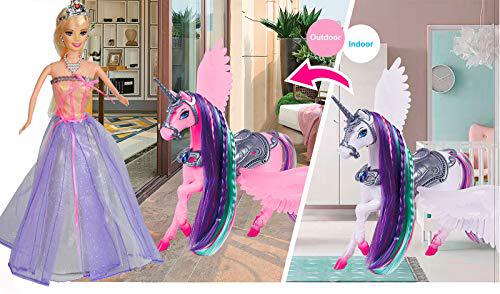 bettina color changing unicorn &a; princess doll, color change on whole unicorn under sunshine, 12&s;&s; doll and 11&s;&s; unicorn toys