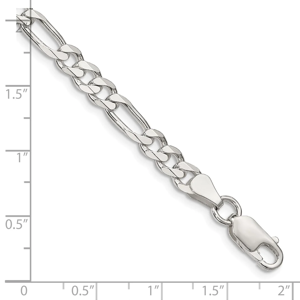 Jewelryweb Sterling Silver 5.5mm Figaro Chain Ankle Bracelet - 10 Inch
