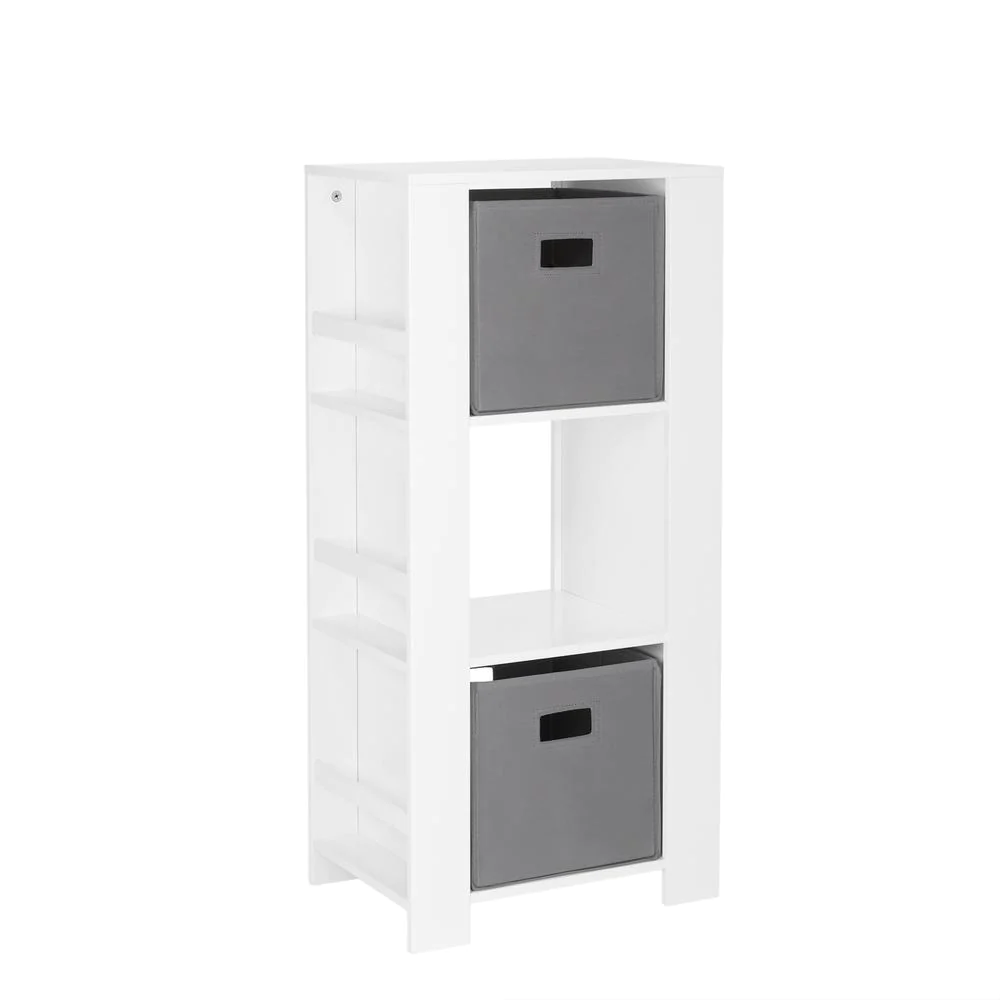 RiverRidge Home Book Nook Kids Cubby Storage Tower with Bookshelves and 2pc Bin, Gray