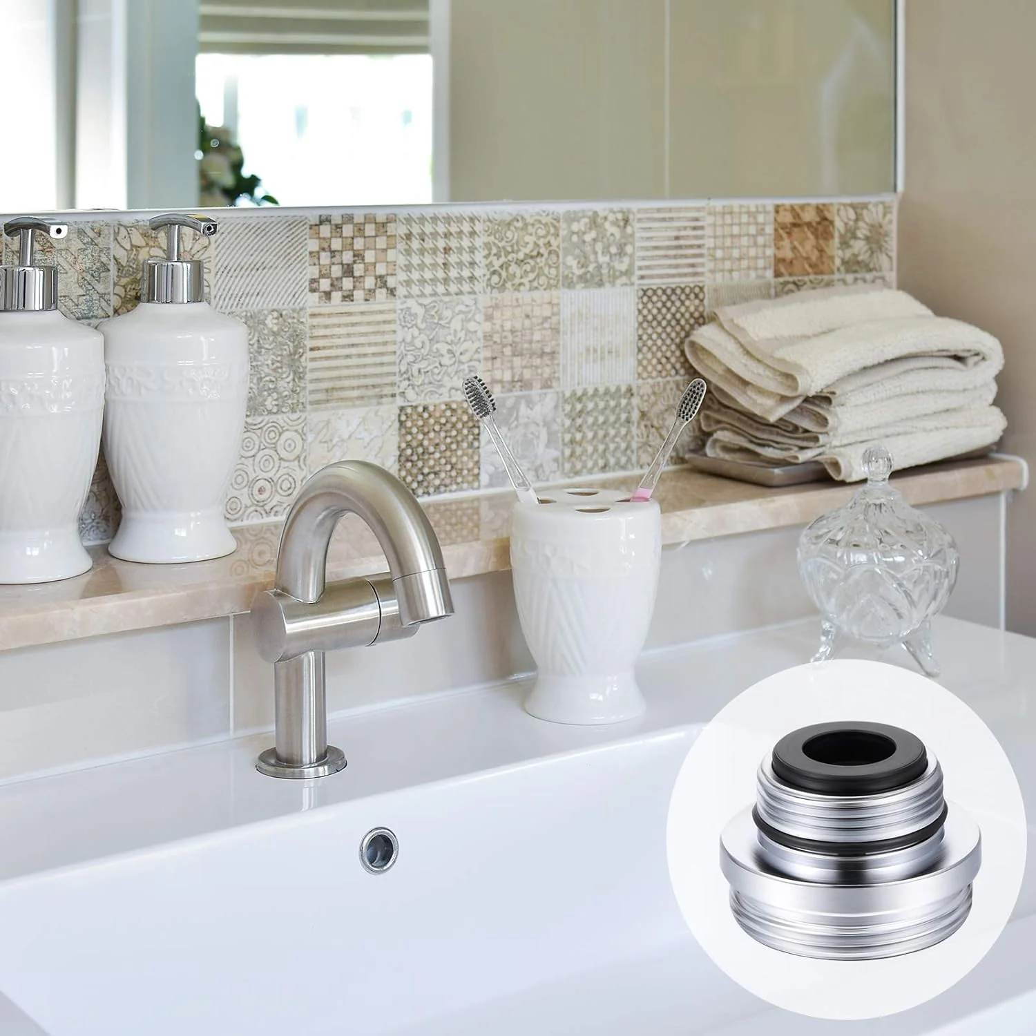 Funrous 14 Pieces Faucet Adapter Kit Kitchen Aerator Adapter Female To Male Faucet Adapter Water Hose Adapter for Garden Hose Water Fil