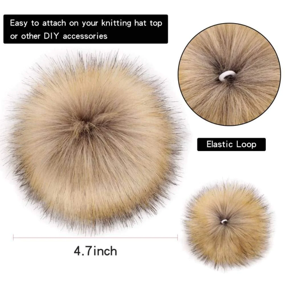 tengsen 16 pieces 4.7 inches diy faux fur fluffy pom poms ball for hats shoes scarfs bags key chains accessories