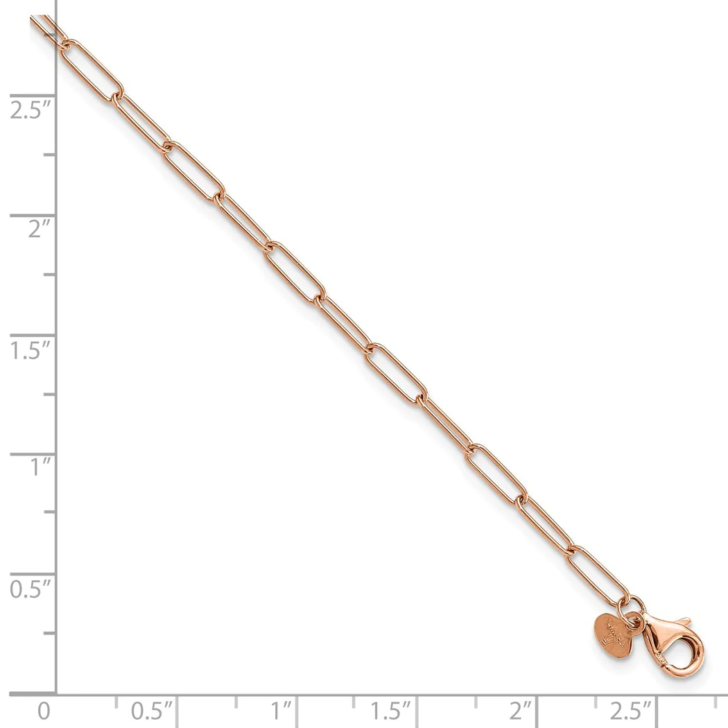 Jewelryweb 2.59mm 14k Rose Gold Polished Fancy Link Anklet - 10 Inch