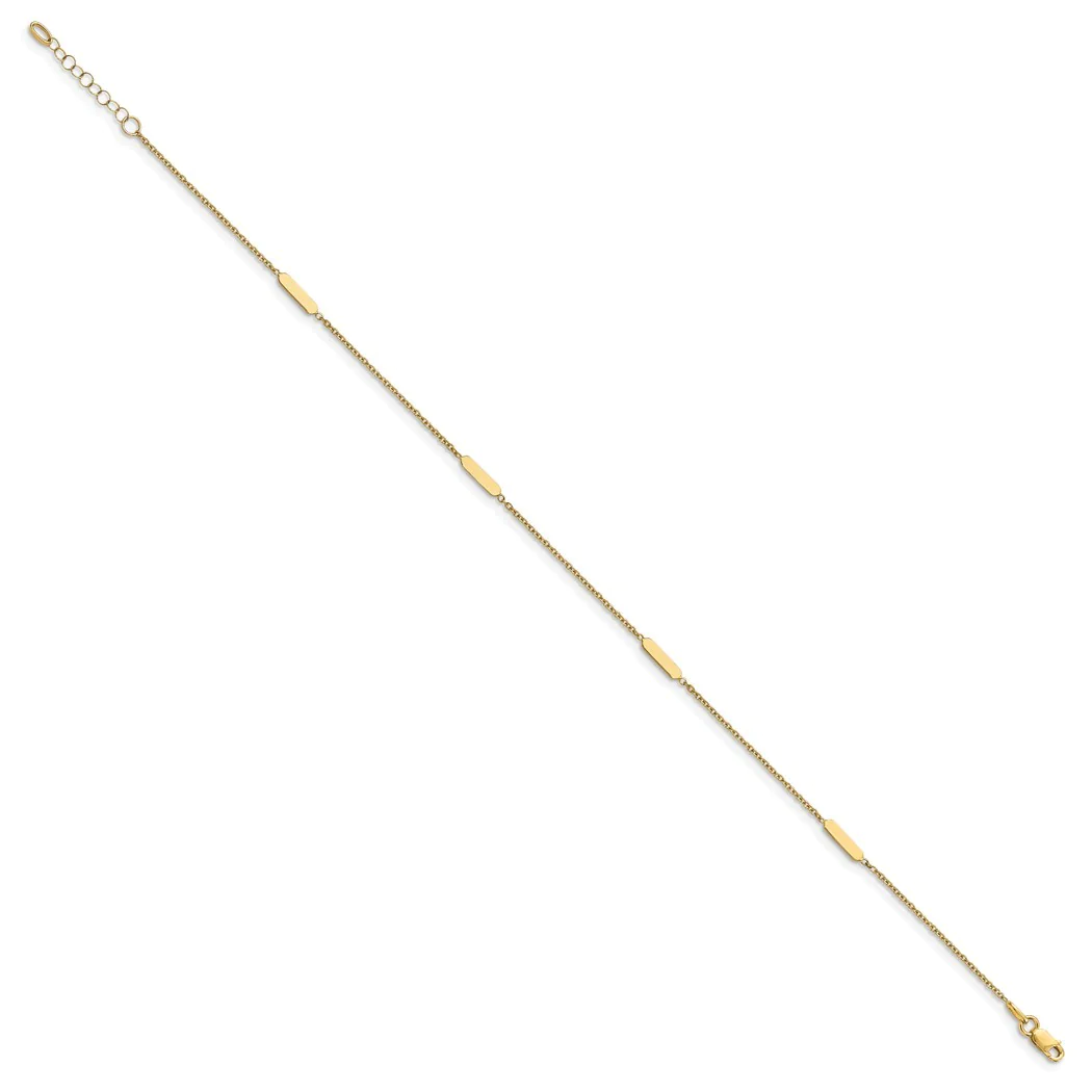Jewelryweb 14k Gold Polished With 1 In Ext. Anklet - 10 Inch