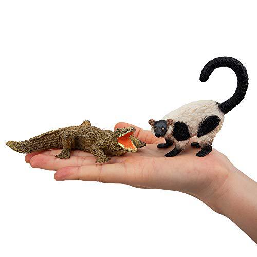 toymany 11pcs madagascar jungle animals figurines toy with meerkat lemur chameleon crocodile-jungle forest zoo animal figures