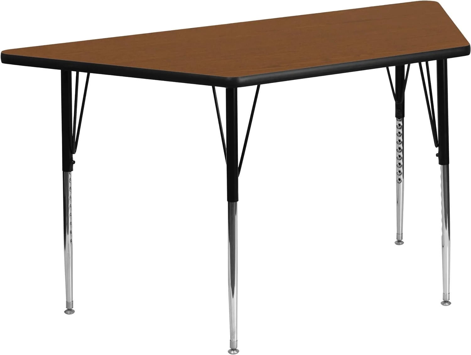 Flash Furniture 30&s;&s;W x 60&s;&s;L Trapezoid Oak HP Laminate Activity Table - Standard Height Adjustable Legs - XU-A3060-TRAP-OAK-H-A-GG