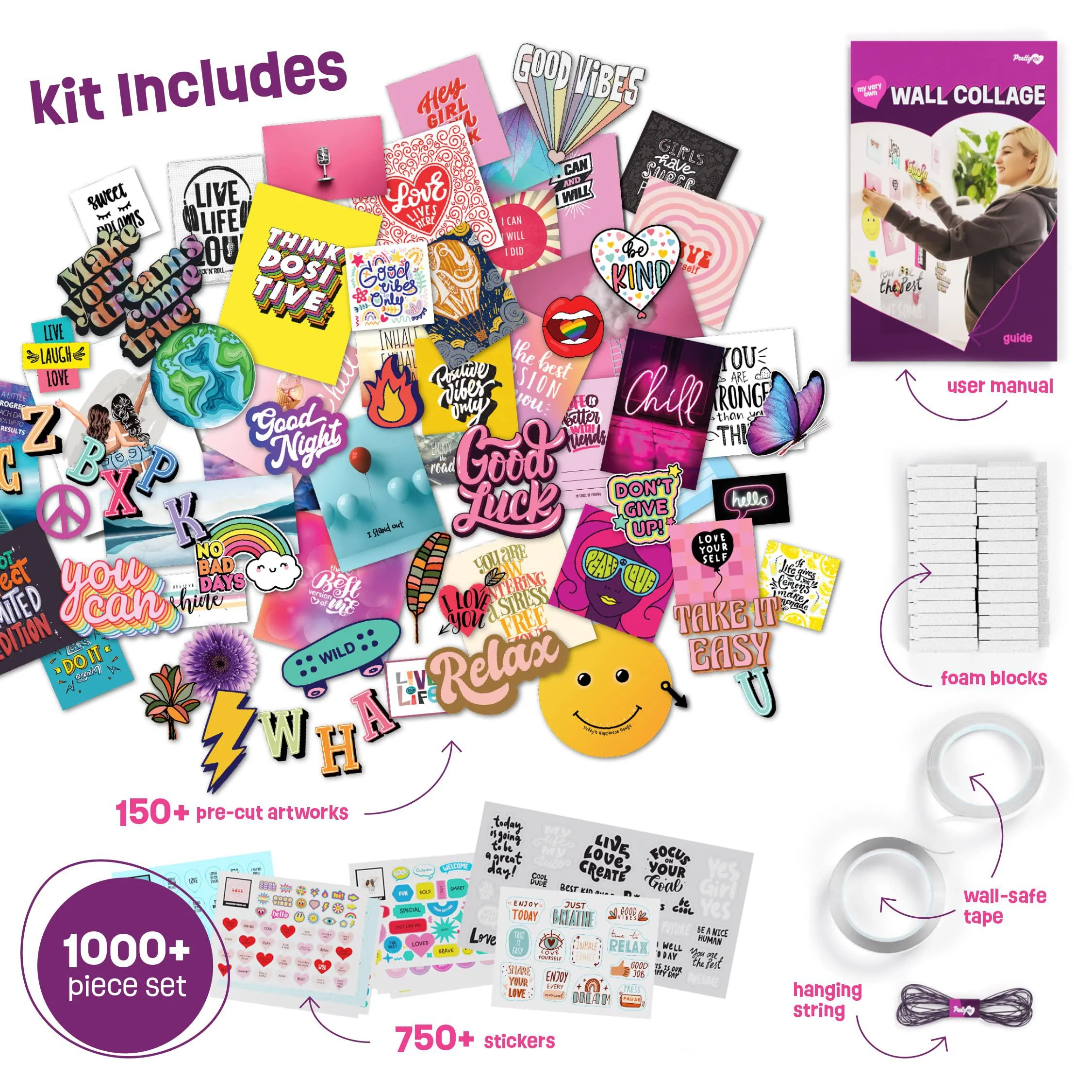 Pretty Me diy wall collage kit for teen &a; tween girls - for 11, 12 ,13, 14, 15 year old - trendy birthday gifts and stuff for teenage b