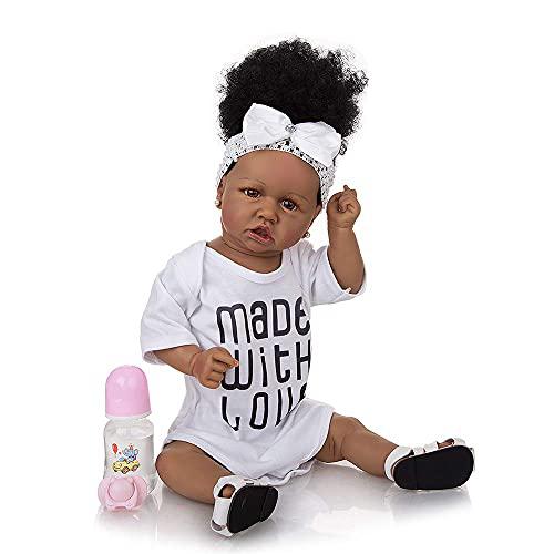 judoll reborn baby dolls black silicone full body with realistic african american 22.8 inches girl doll weighted newborn dolls gift