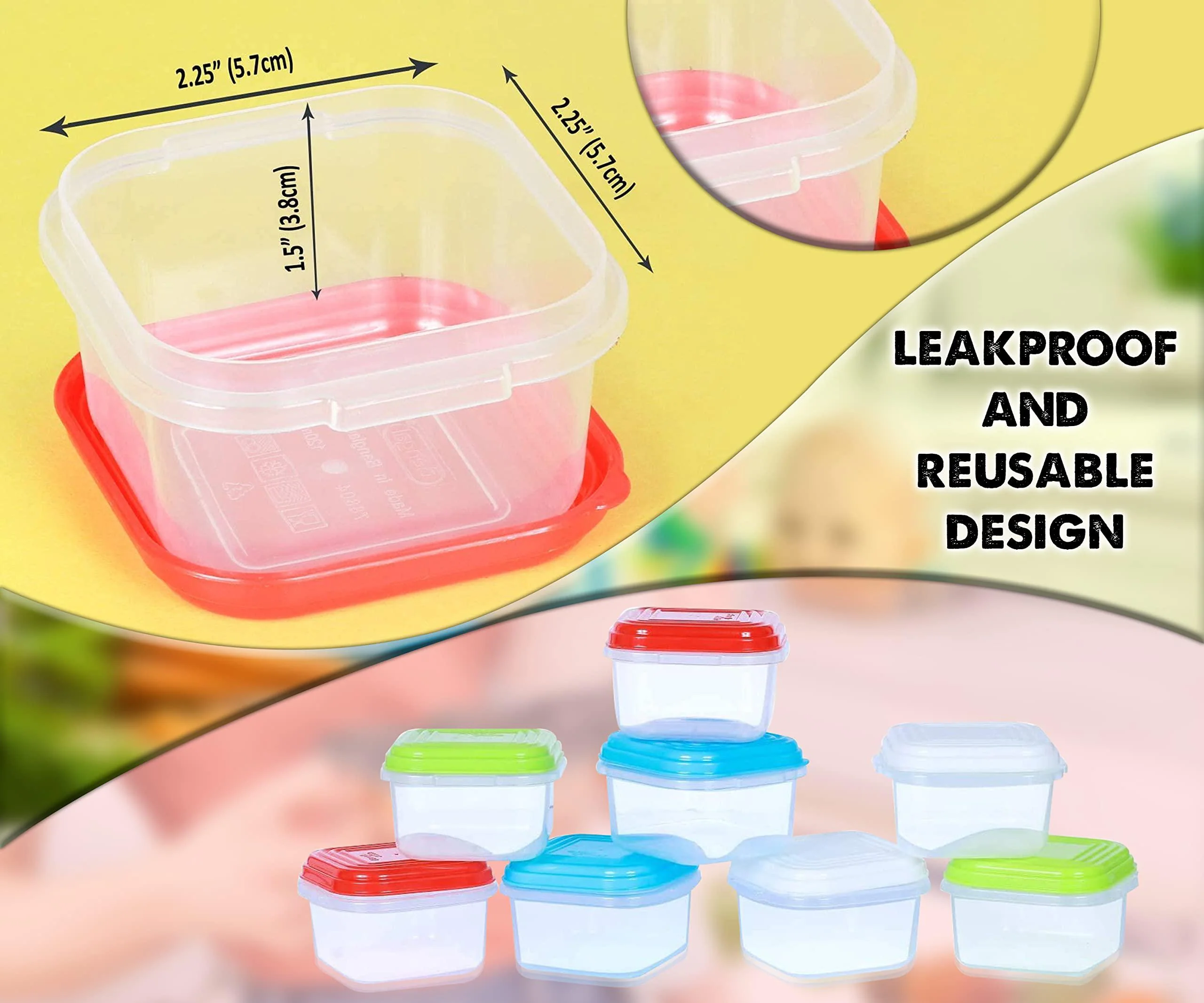 arsuk airtight mini food storage container with lids, small deli containers 16pcs x 4 fl oz weaning pots freezer cubes for po
