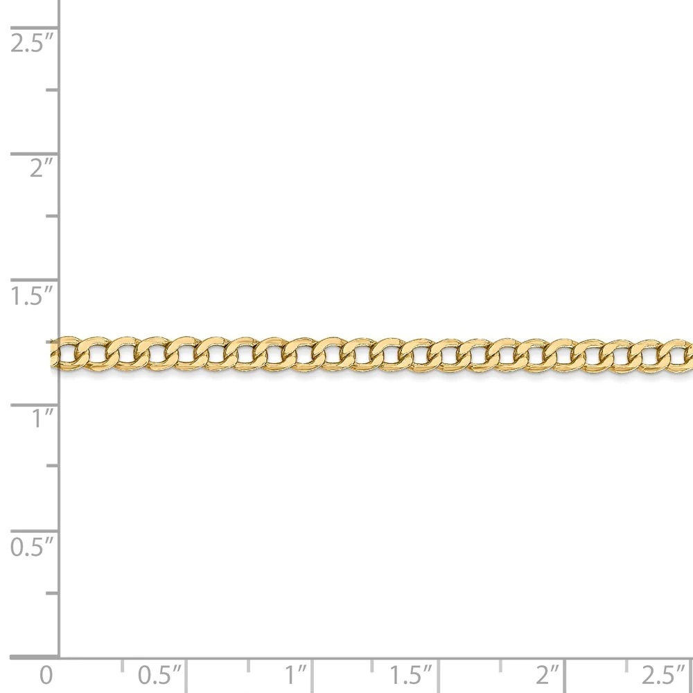 Jewelryweb 14k 3.35mm Semi-solid Curb Link Chain Ankle Bracelet - 10 Inch