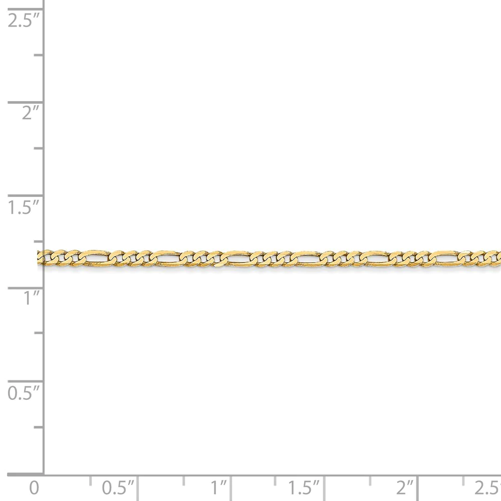 Jewelryweb 14k Gold 2.25mm Flat Figaro Chain Anklet - 10 Inch