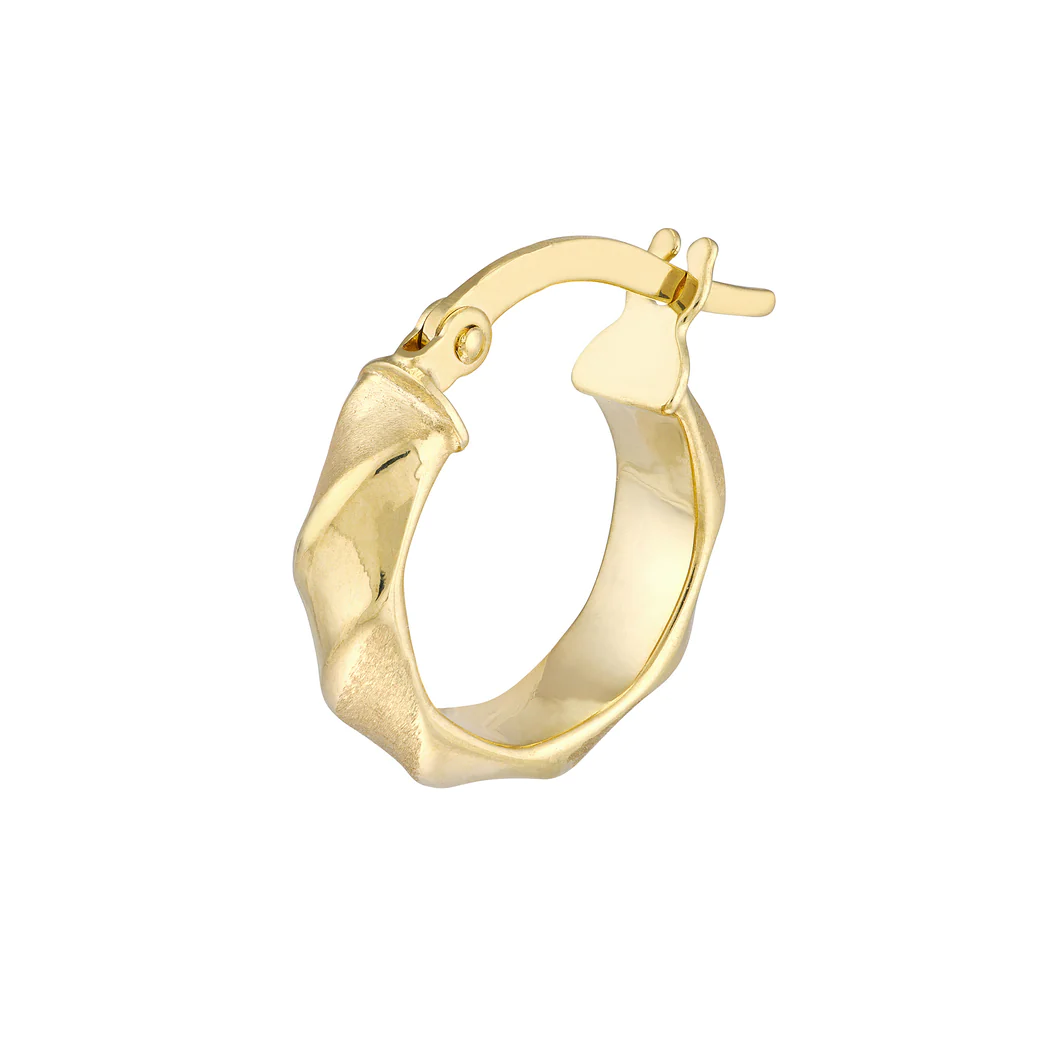 Jewelryweb 14k Yellow Gold High Polish and Satin Concave Twist Hoop Earrings