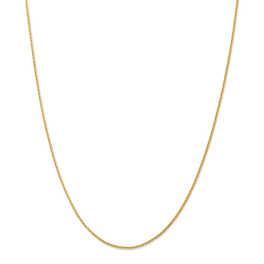 Jewelryweb 14k Yellow Gold 1.5mm Sparkle-Cut Wheat Chain Ankle Bracelet - 10 Inch